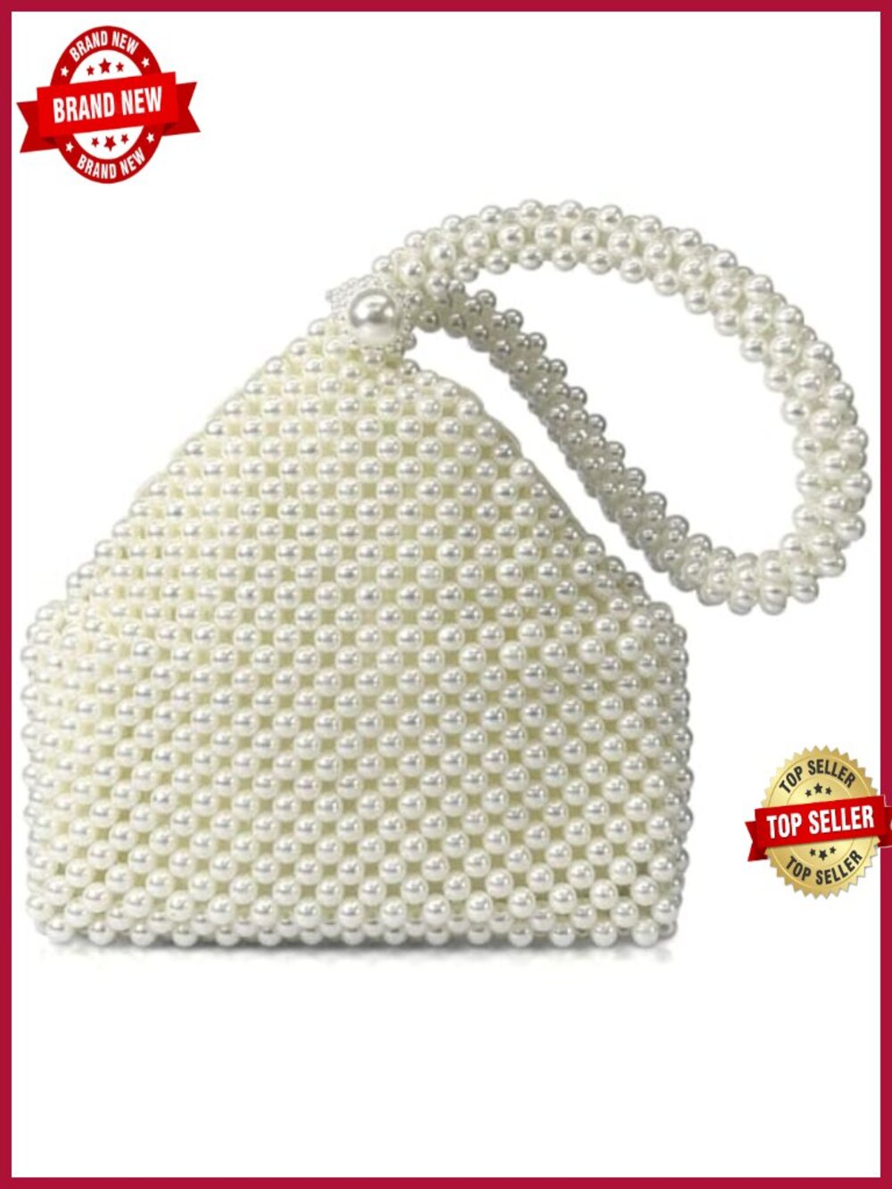 Beaded Pearl Clutch Evening Bag Crossbody Purse Wedding Party